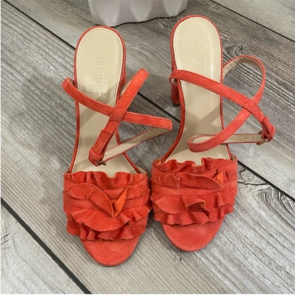 J. Crew Orange Ruffle Sandals - Picture 4 of 10